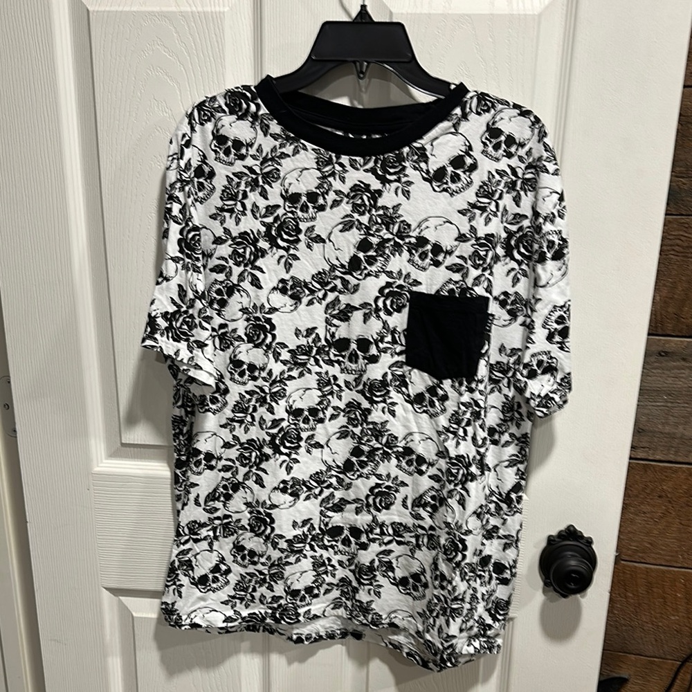 Black and White Skull Print Men's Shirt T183